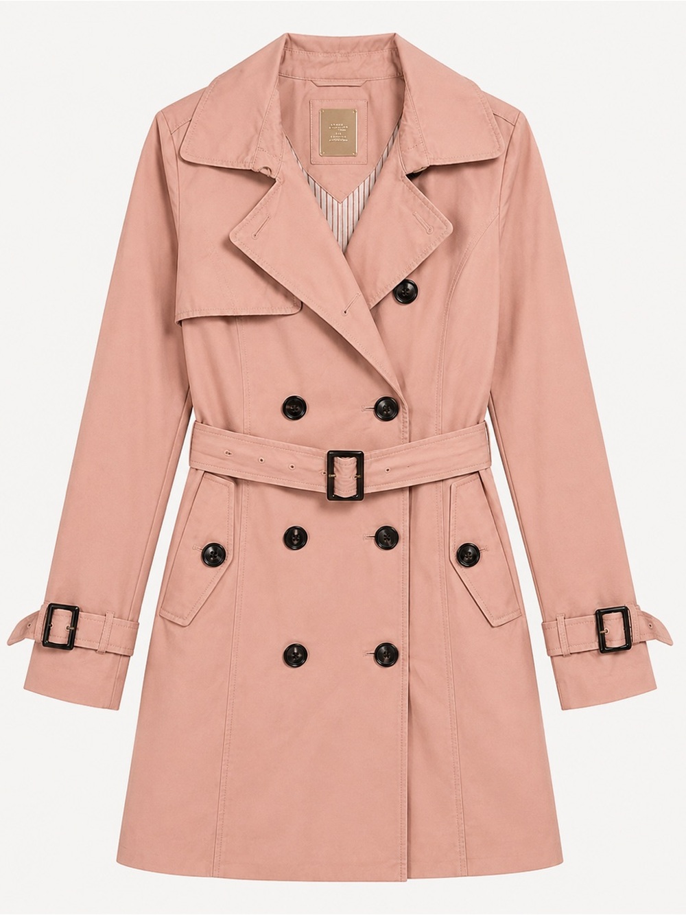 Etam Paris Premium Collection Blush Pink Double Breasted Belted Trench Coat